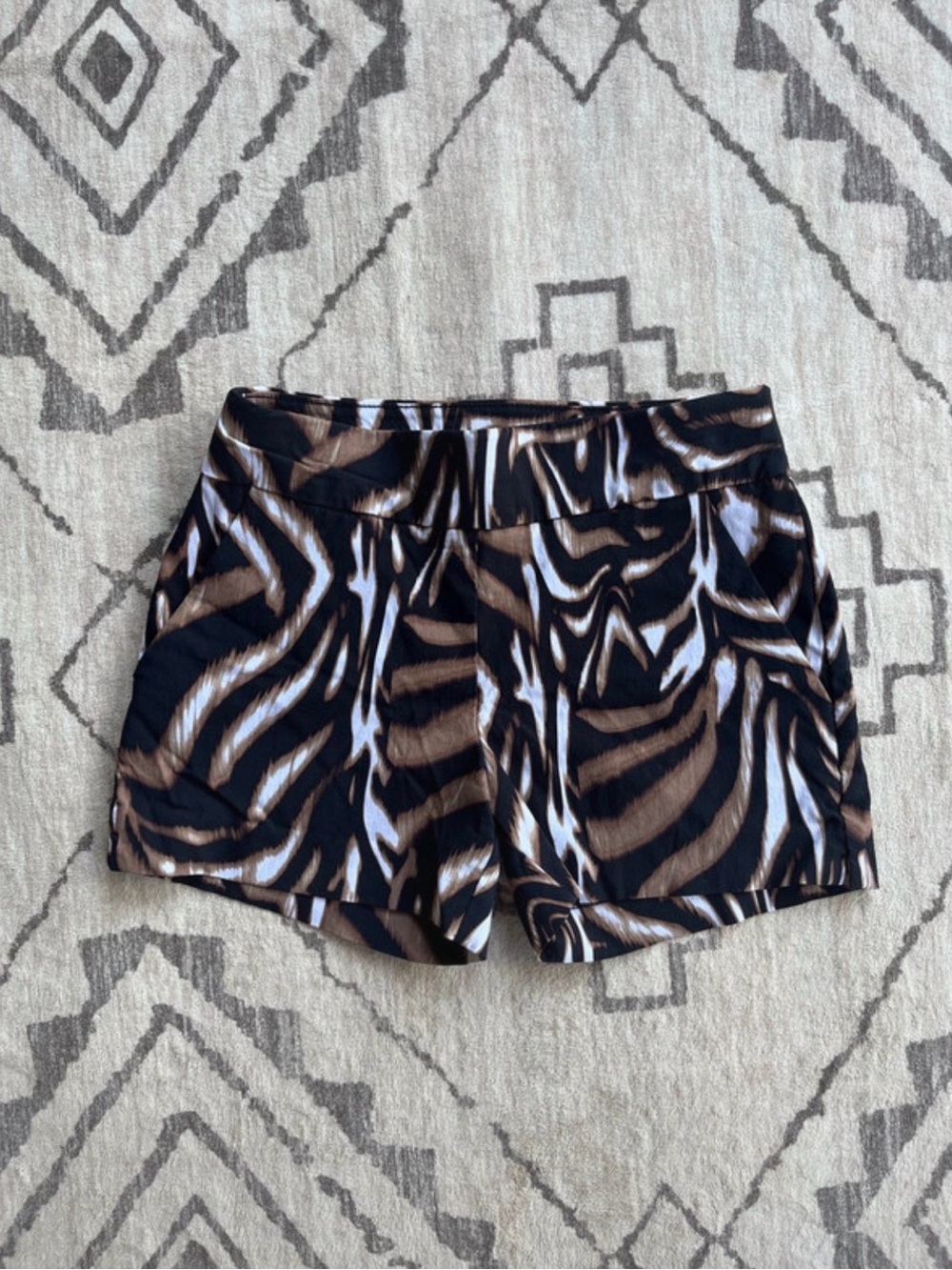 New York & Company Brown and Black Animal Print Athletic Shorts